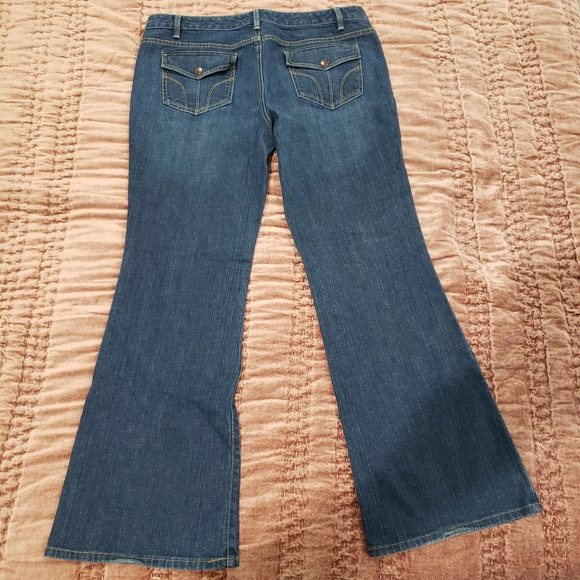 LOFT Modern Flare Jeans Women Size 14 blue denim - Picture 7 of 17